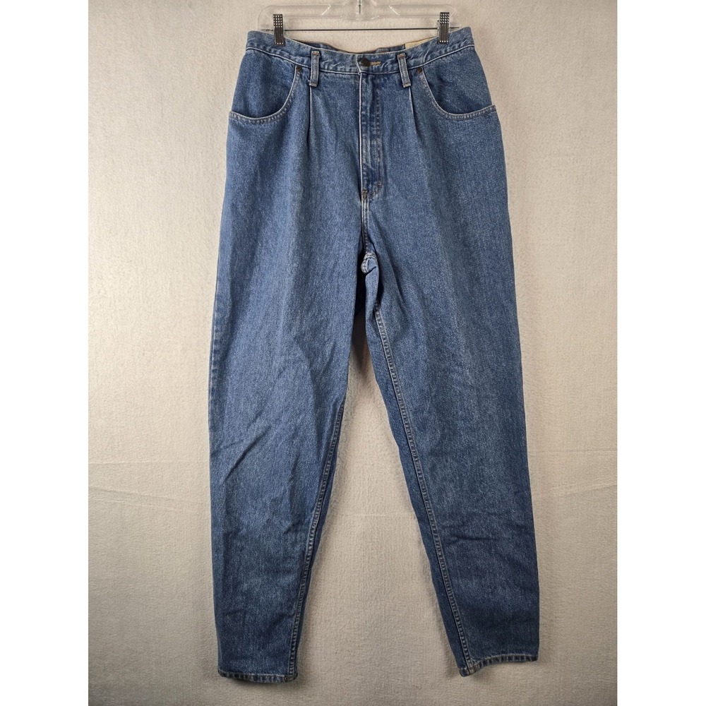 Eddie Bauer Womens Jeans Size 14 Tall High Rise Tapered Blue - Picture 1 of 11